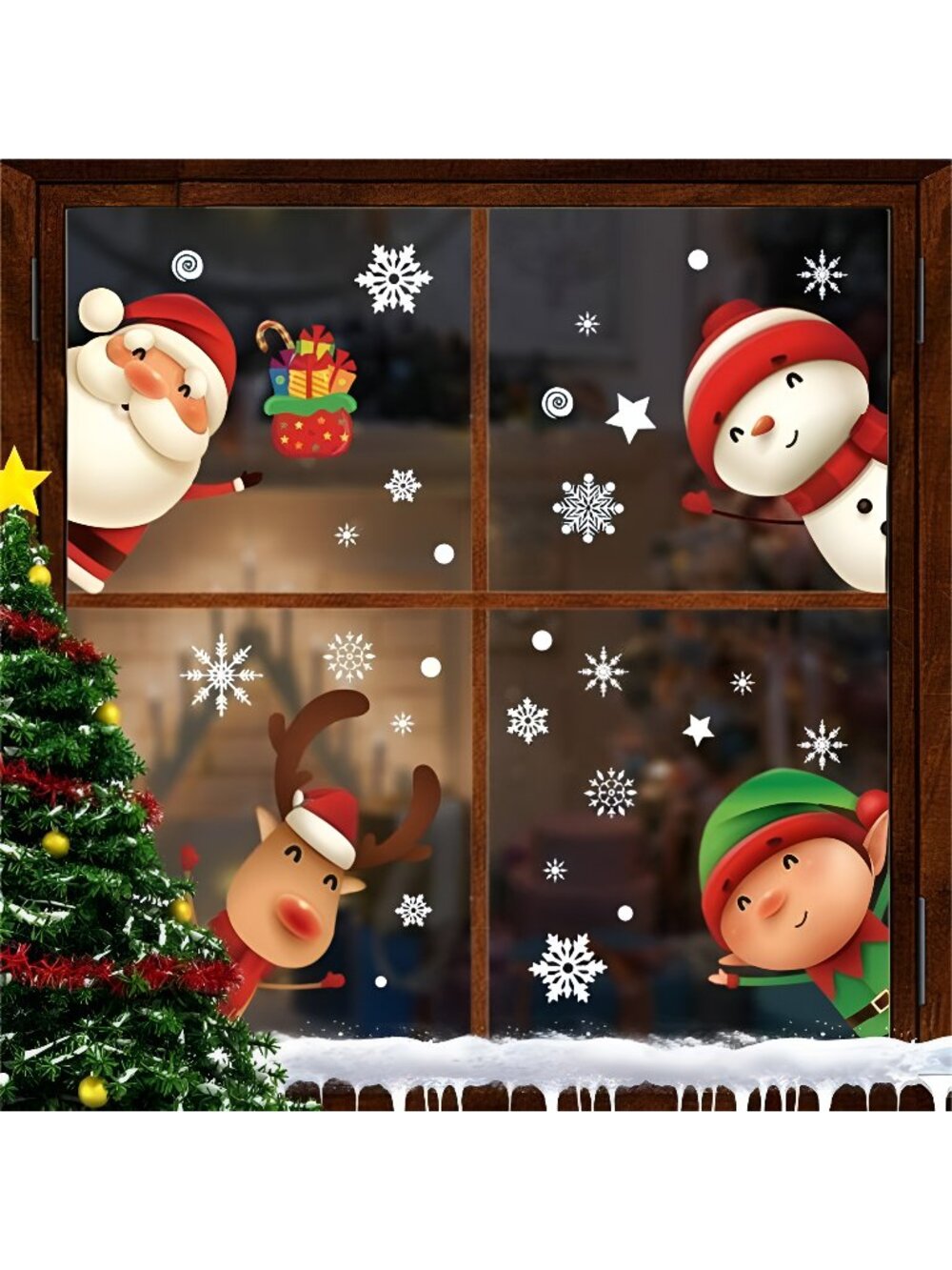 82PCS Christmas Snowflake Window Clings Stickers for Glass